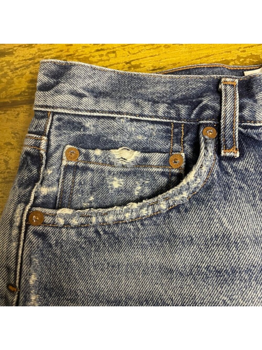 Agolde Cutoff Raw Hem Jean Denim Shorts Blue Sz 28 - Picture 5 of 6